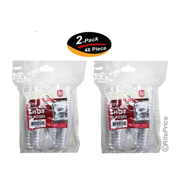 48 PCS Clear Shot Glasses 2oz Plastic Disposable Cups Wine Party Catering Bar - Picture 1 of 10